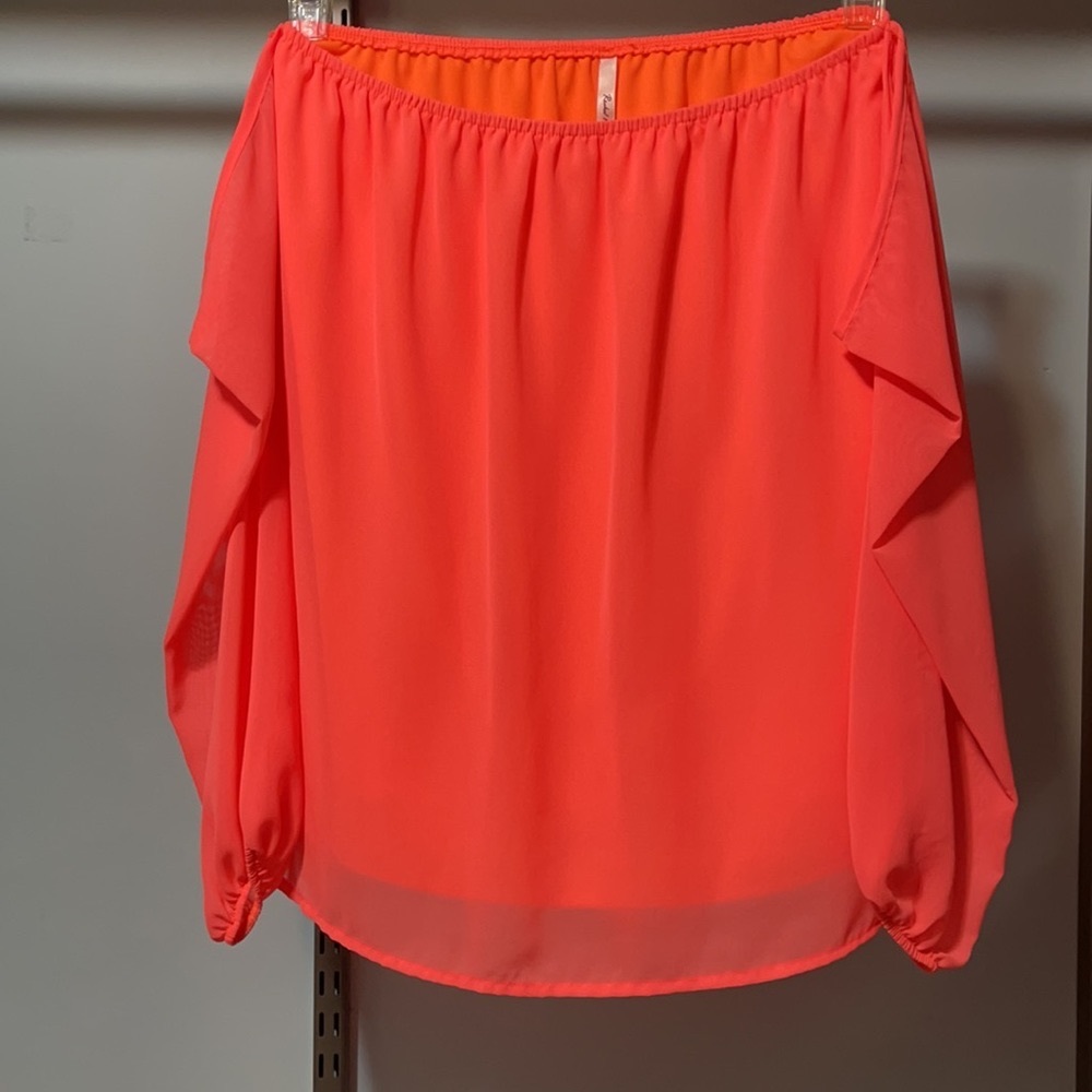 Off the shoulder neon orange blouse sz M